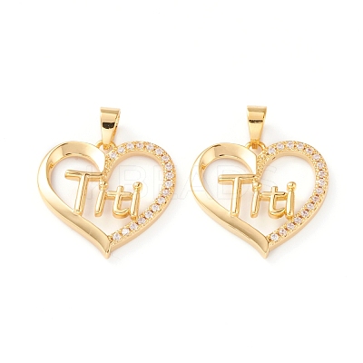 Brass Micro Pave Clear Cubic Zirconia Pendants ZIRC-Z007-12G-1