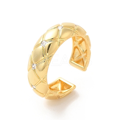 Brass Micro Pave Cubic Zirconia Open Cuff Rings RJEW-P098-07G-1