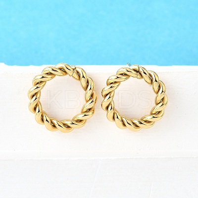 Ion Plating(IP) 304 Stainless Steel Twist Rope Ring Stud Earrings for Woman X-EJEW-N097-006LG-1