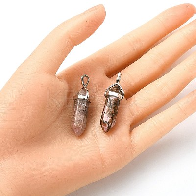 2Pcs Natural Rhodonite Double Terminated Pointed Pendants G-YW0002-05C-1