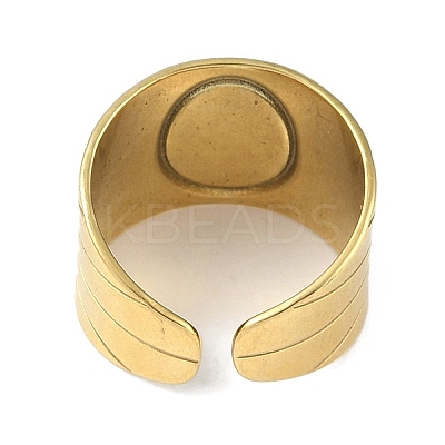 Ion Plating(IP) 304 Stainless Steel Enamel Oval Cuff Finger Rings RJEW-L107-080B-G-1