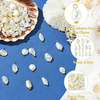 65Pcs 13 Styles ABS Plastic Imitation Pearl Pendants PALLOY-CJ00169-1