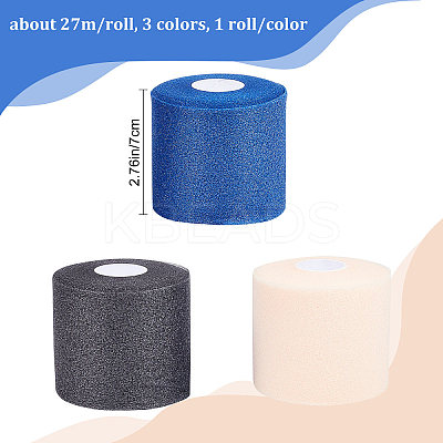 3 Rolls 3 Colors Sponge Underwrap Bandages AJEW-GF0006-45-1