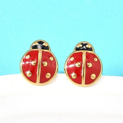 Ladybug 304 Stainless Steel Stud Earrings for Women EJEW-K243-15G-1