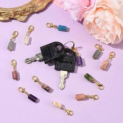 16Pcs 8 Colors Natural Gemstone Pendant Decorations HJEW-YW00209-1