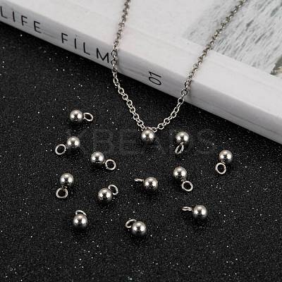 Tarnish Resistant 201 Stainless Steel 3D Ball Round Charms Pendants STAS-Q171-05-1