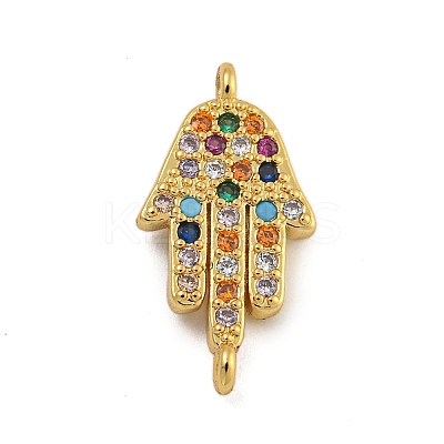 Rack Plating Brass Micro Pave Cubic Zirconia Palm Connector Charms KK-C074-41G-1