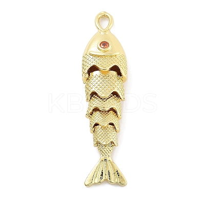 Fish Rack Plating Brass Micro Pave Cubic Zirconia Pendants X-KK-Z071-72B-01G-1