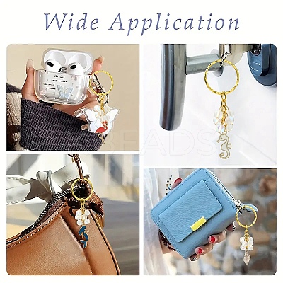 5Pcs Alloy Enamel & Synthetic Moonstone Keychain KEYC-YW00176-1