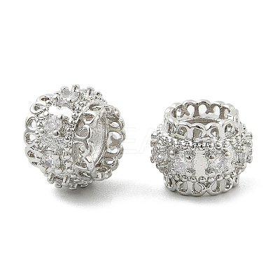 Brass Micro Pave Cubic Zirconia European Beads KK-P297-01P-1