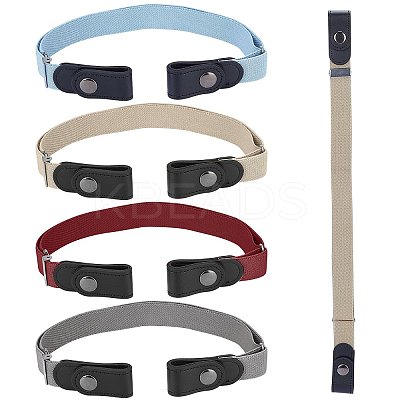 4Pcs 4 Style Unisex Adjustable No Buckle Imitation Leather Elastic Waist Belt AJEW-GF0003-27A-1