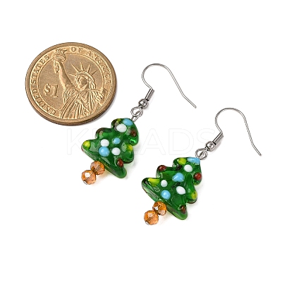 304 Stainless Steel Christmas Tree Dangle Earrings EJEW-JE06524-1