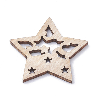 Undyed Wooden Pendants WOOD-S040-23-1