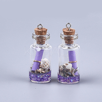 Glass Wishing Bottle Pendant Decorations GLAA-S181-02A-1