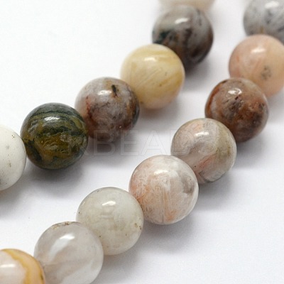Natural Bamboo Leaf Agate Beads Strands G-I199-13-6mm-1