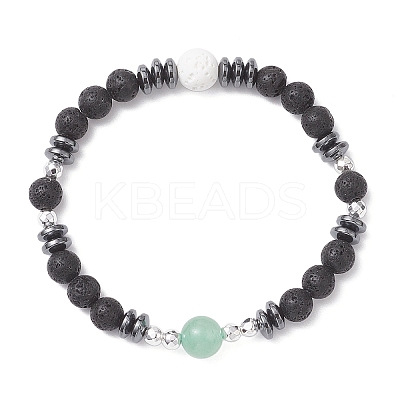 Natural & Synthetic Mixed Gemstone Beaded Stretch Bracelets for Men Women BJEW-JB12601-1