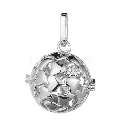 Brass Rhinestone Hollow Round with Heart Cage Pendants KK-E662-13P-NR-1