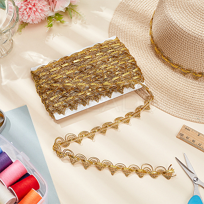 10 Yards Polyester Braided Metallic Lace Trim DIY-WH0491-47B-1