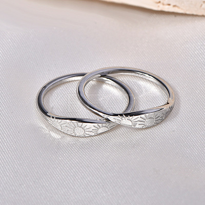 Sun Pattern 304 Stainless Steel Finger Rings FS-WG90263-08-1
