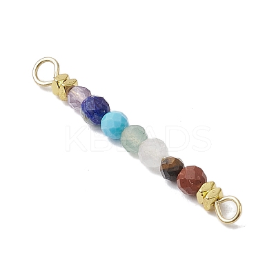Natural & Synthetic Round Gemstone Faceted Round Beaded Chakra Connector Charms PALLOY-JF03456-1