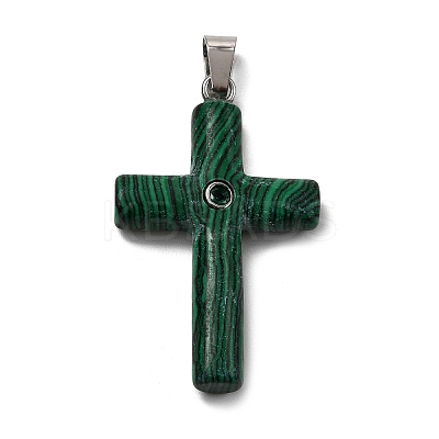 Natural & Synthetic Mixed Gemstone Cross Pendants KK-D021-04P-1