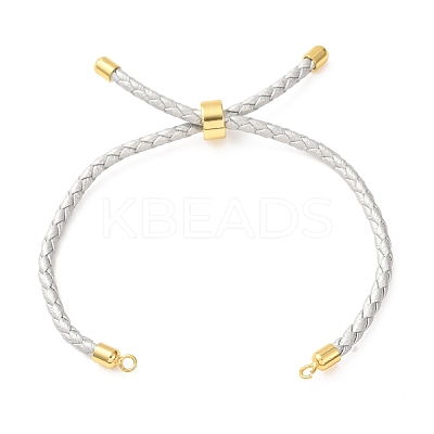 Adjustable Round Braided Microfiber Leather Cord Bracelet Making KK-CBAC260-01G-24-1