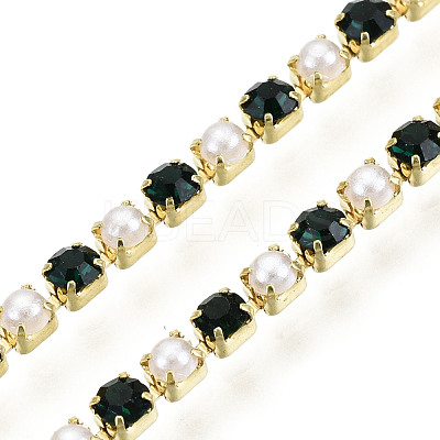 Brass Rhinestone Strass Chains CHC-N017-001A-A13-1