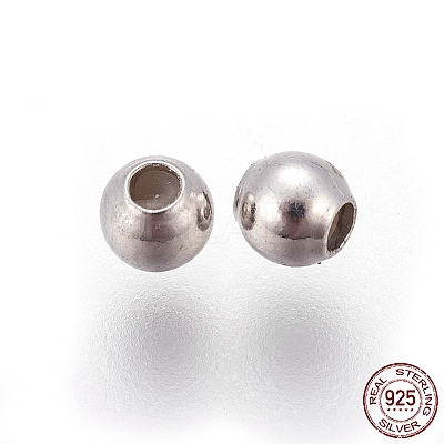 Anti-Tarnish Rhodium Plated 925 Sterling Silver Beads STER-E062-07P-1