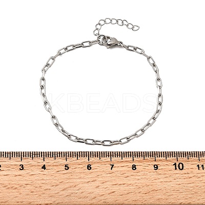 304 Stainless Steel Paperclip Chain Bracelets for Women Men BJEW-A050-03P-1