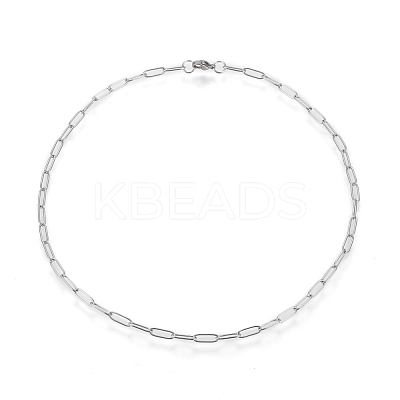 Non-Tarnish 304 Stainless Steel Paperclip Chain Necklace NJEW-M183-04P-1