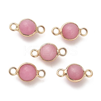 Natural Dyed Natural White Jade Faceted Round Links Connector Charms G-G175-01G-04-1