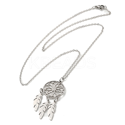 Non-Tarnish 201 Stainless Steel Pendnat Necklace with Cable Chains LS-NJEW-E102-01P-04-1