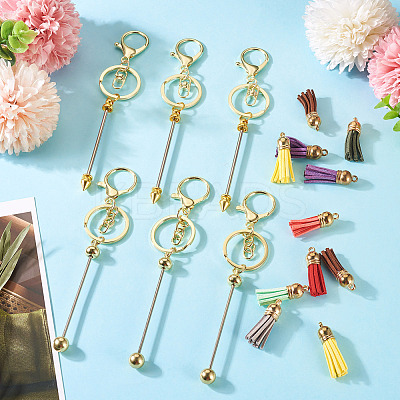 DIY Alloy & Aluminum Alloy Bar Beadable Keychain Making Kits DIY-TA0012-43G-1
