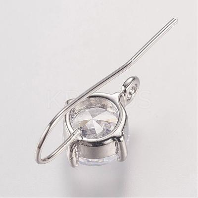 Long-Lasting Plated Brass Cubic Zirconia Earring Hooks KK-P085-01P-NR-1
