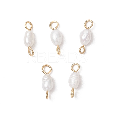 Natural Cultured Freshwater Pearl Potato Links Connector Charms PALLOY-JF04173-02-1