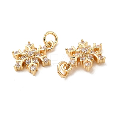 Rack Plating Brass Micro Pave Cubic Zirconia Charms KK-E081-15G-1