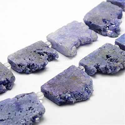 Electroplated Natural Druzy Crystal Beads Strands G-N0257-01-1