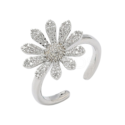 Brass Micro Pave Cubic Zirconia Cuff Open Rings RJEW-H256-06P-1