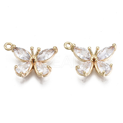 Real 18K Gold Plated Brass Micro Pave Cubic Zirconia Pendants KK-T056-59G-01-NF-1