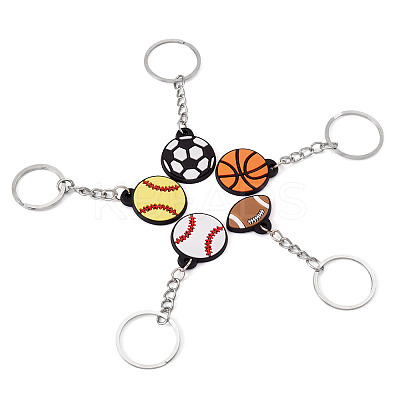5Pcs 5 Styles PVC Plastic Keychains KEYC-TA0001-49-1