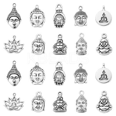 100Pcs 10 Styles Tibetan Style Zinc Alloy Charms TIBEP-CJ0003-08-1