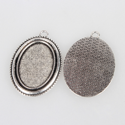 Vintage Tibetan Style Alloy Pendant Cabochon Bezel Settings X-TIBEP-O006-13AS-1