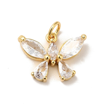 Rack Plating Brass Micro Pave Clear Cubic Zirconia Pendants KK-H431-15G-1