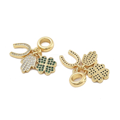 Brass Micro Pave Cubic Zirconia Pendants KK-Q006-63G-1