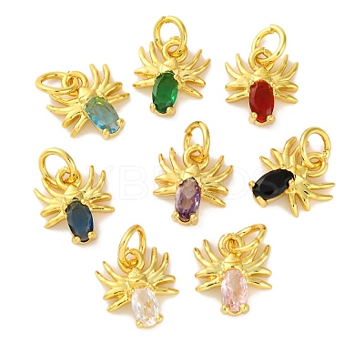 Rack Plating Brass Micro Pave Cubic Zirconia Charms KK-F881-02G-1