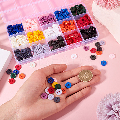 450Pcs 15 Styles Resin Buttons RESI-TA0004-13-1
