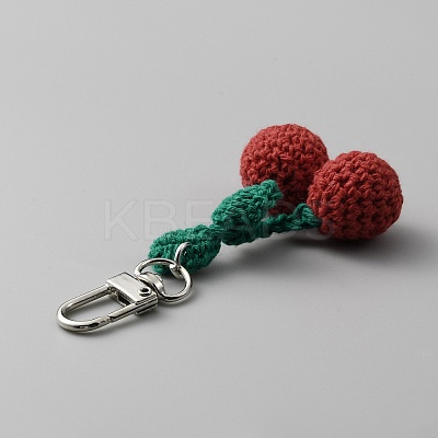 Cherry Wool Knitting Pendant Decorations HJEW-WH0068-12A-1