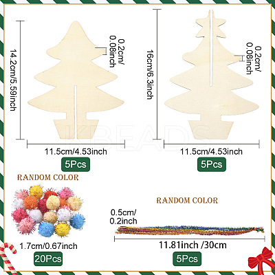 1 Bag Unfinished Wooden Christmas Trees WOOD-SP0001-73-1