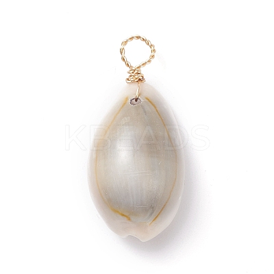 Natural Cowrie Shell Dyed Pendants X-PALLOY-JF01206-1