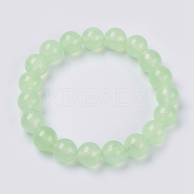 Natural Jade Beaded Stretch Bracelet BJEW-P213-26-8mm-1